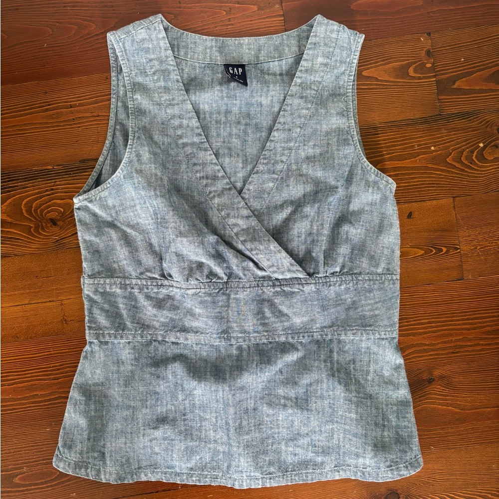 GAP Women's Denim Blue Sleeveless Top